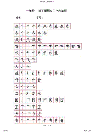 2022年人教版一年级下册生字笔顺笔画 .pdf