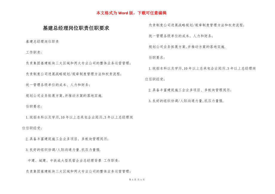 基建总经理岗位职责任职要求.docx_第1页