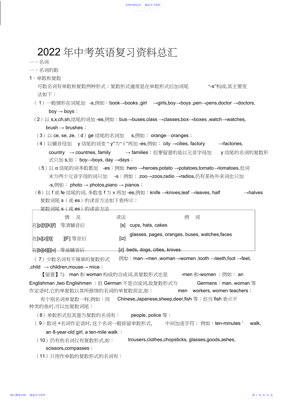 2022年中考英语复习资料汇总.docx_第1页