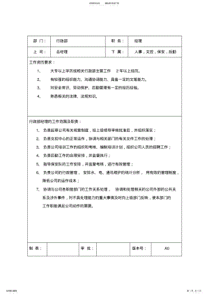 2022年行政部岗位职责与任职要求 .pdf