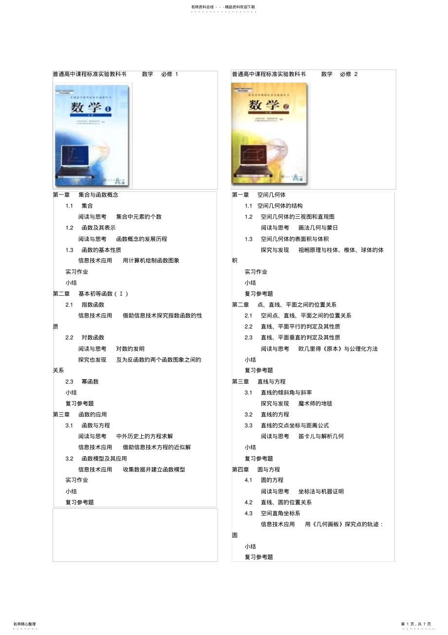 2022年人教版高中数学课本目录 .pdf_第1页