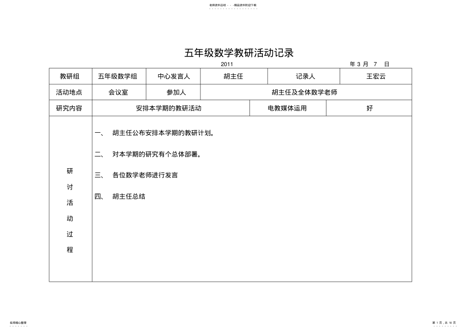 2022年五年级第二学期教研活动记录汇总 .pdf_第1页