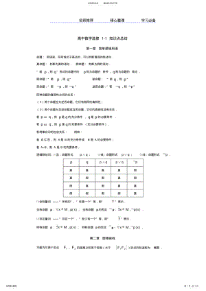 2022年人教版高中数学选修-知识点总结 .pdf