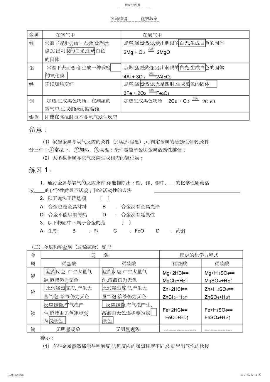 2022年粤教版下册第六章金属导学案知识点归纳.docx_第2页