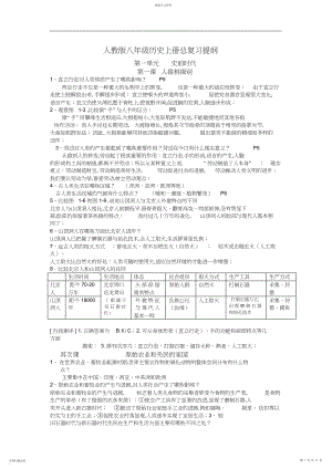 2022年人教版八年级历史上册总复习提纲.docx