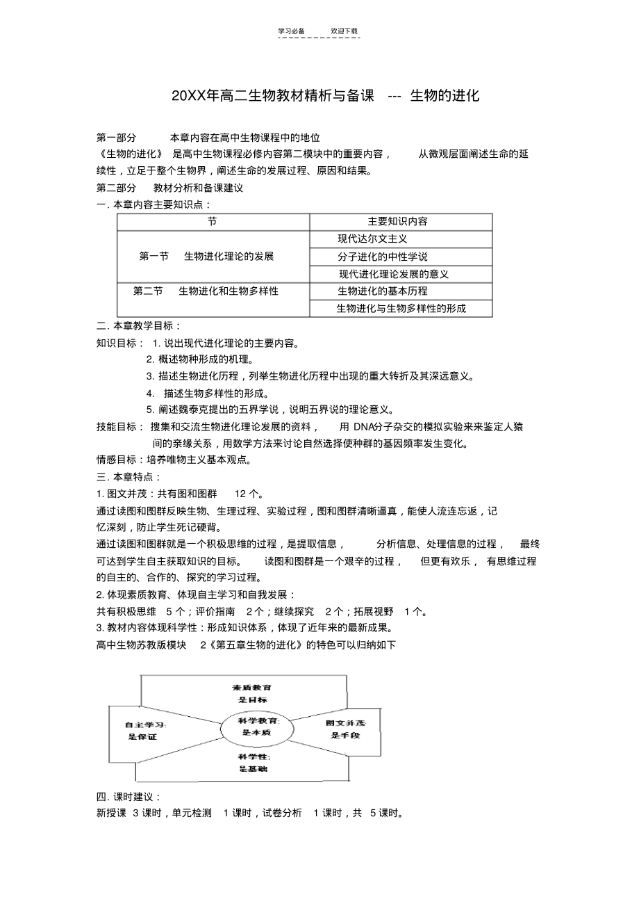 人教版教学教案高二生物教材精析与备课---生物的进化.pdf_第1页