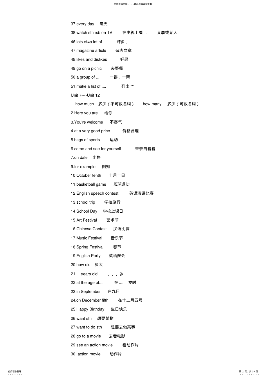 2022年人教版初中英语词组汇总 .pdf_第2页