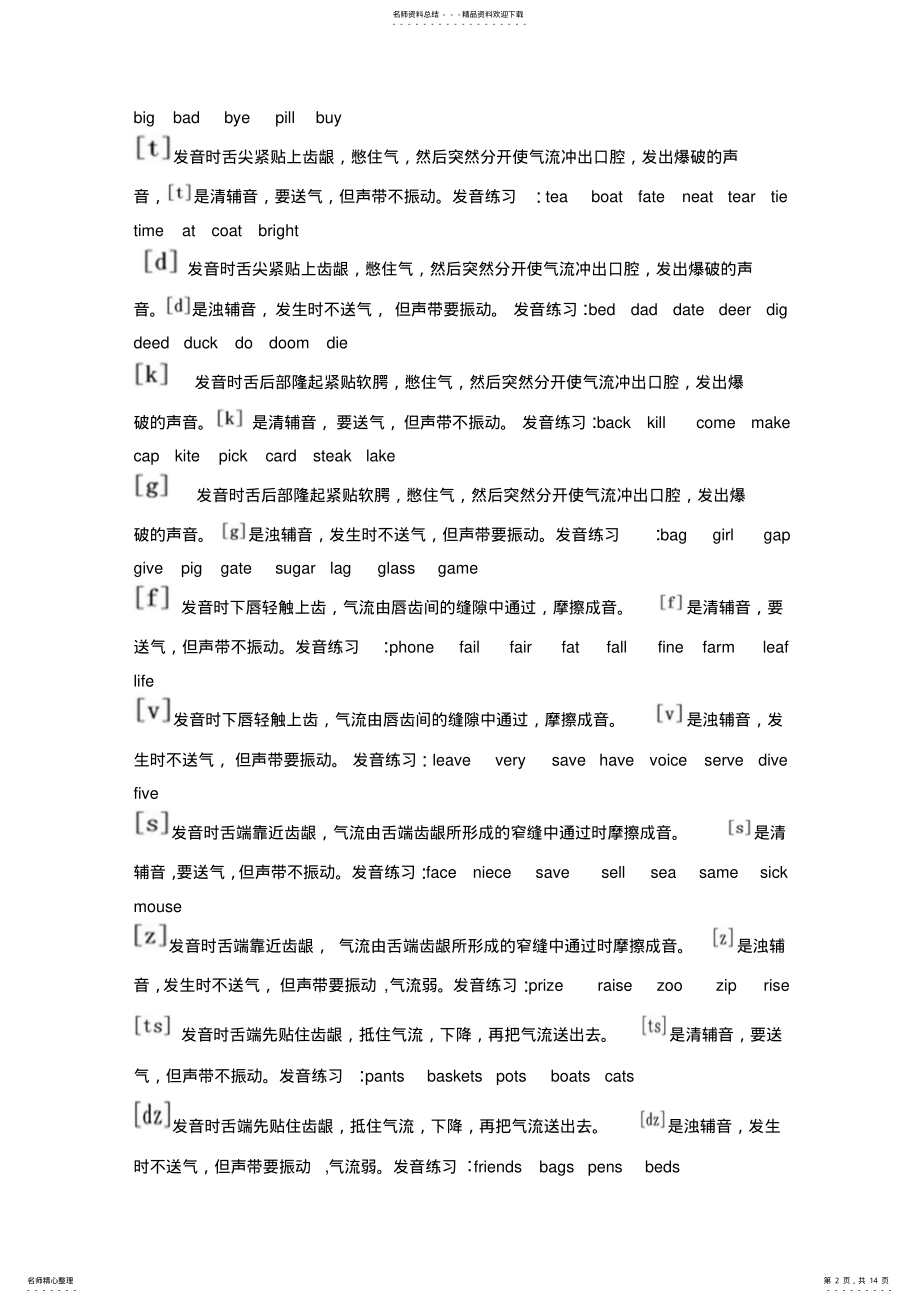 2022年英语国际音标表和发音图解 .pdf_第2页