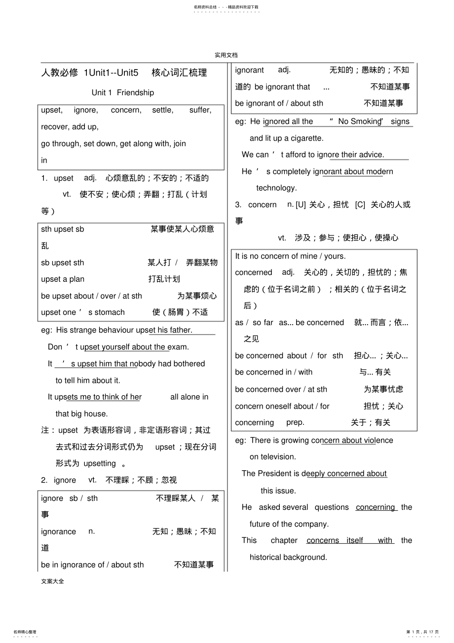 2022年人教版高中英语必修核心词汇讲解及训练 3.pdf_第1页