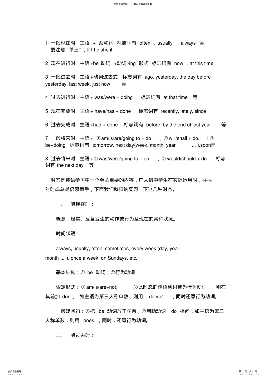 2022年英语语法中的八种时态 2.pdf_第1页