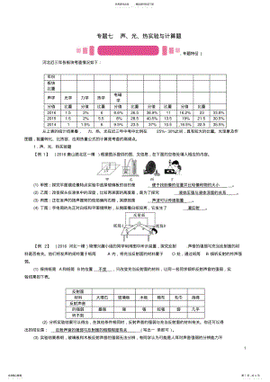 2022年中考物理总复习第二编重点题型突破专题七声、光、热实验与计算题试题 .pdf