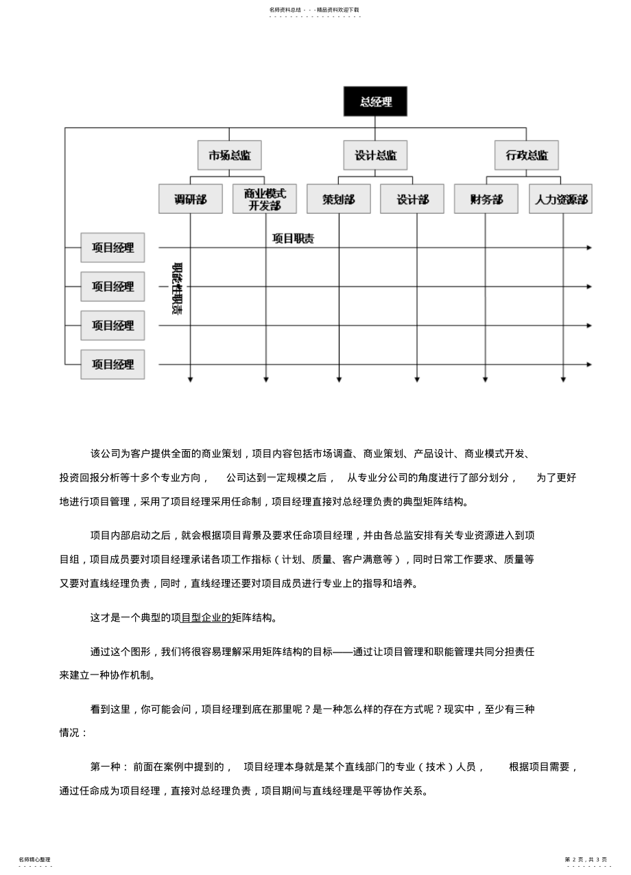 2022年职能项目型企业矩阵结构的解释实用 .pdf_第2页