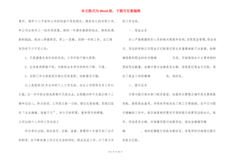 公司出纳个人年终工作总结_1.docx_第2页