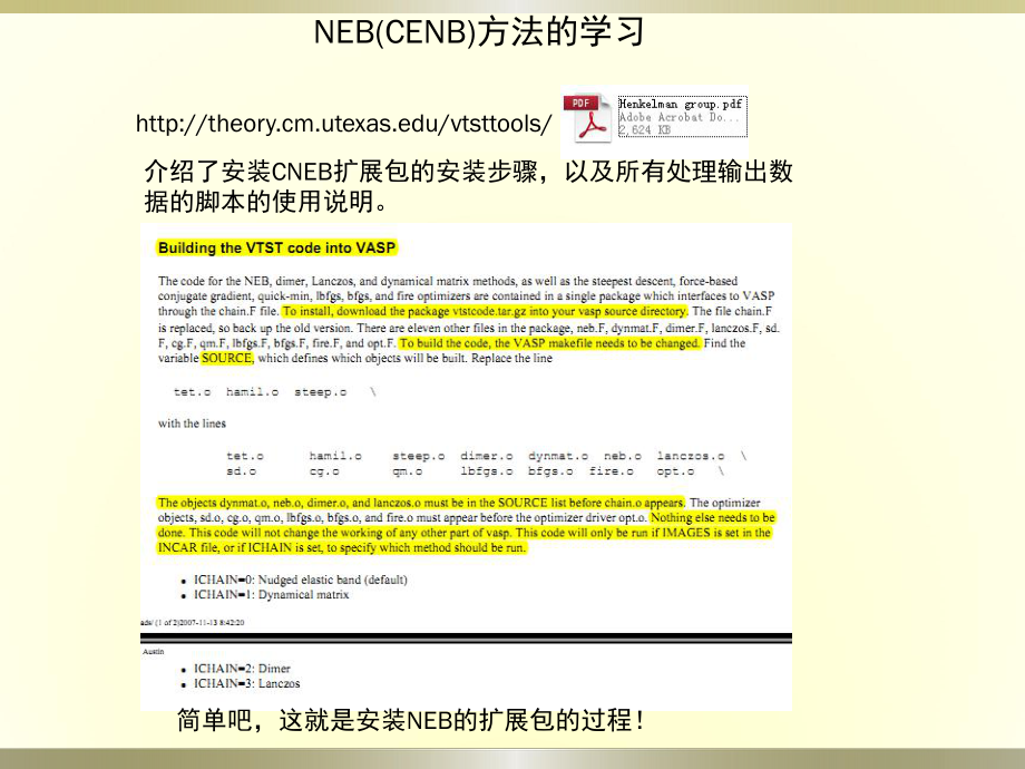 VASP中求过渡态的方法CNEB的学习简明教程ppt课件.pptx_第1页