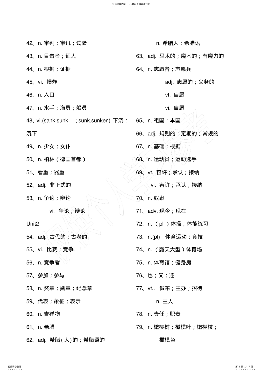 2022年人教版高一英语必修二词汇表 .pdf_第2页