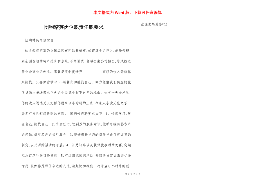 团购精英岗位职责任职要求.docx_第1页