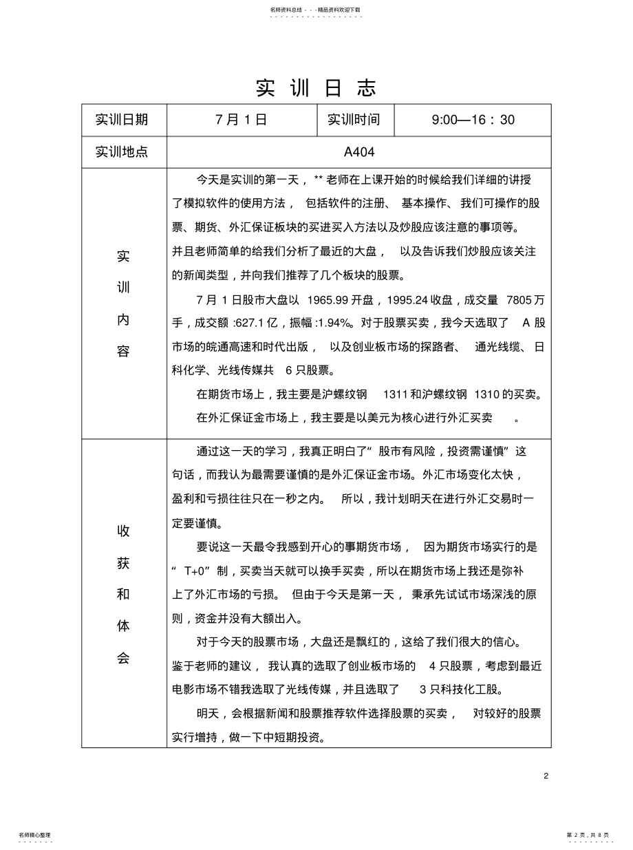 2022年证券投资实训日志完成版借鉴 .pdf_第2页