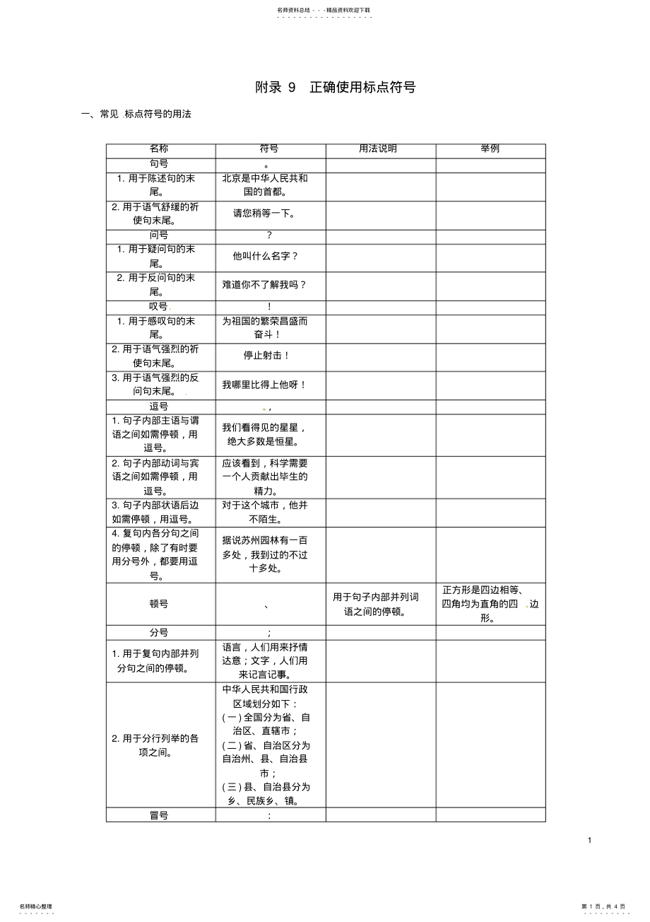 2022年中考语文命题研究第二部分中考题型突破篇附录正确使用标点符号 .pdf_第1页