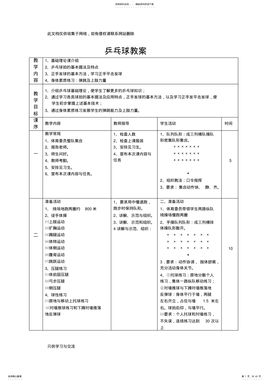 乒乓球体育课教案说课讲解 .pdf_第1页