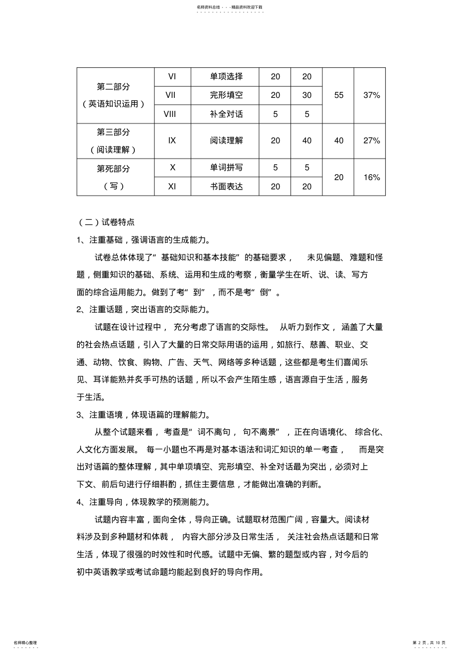 2022年中考英语试卷分析及教学建议 .pdf_第2页