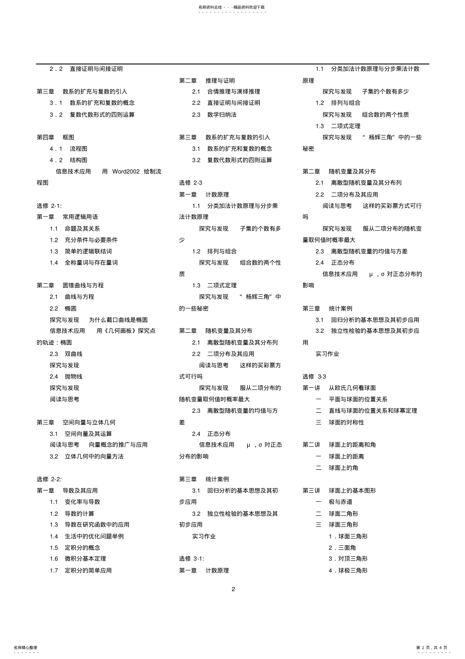 2022年人教版高中数学教材最新目录 .pdf_第2页