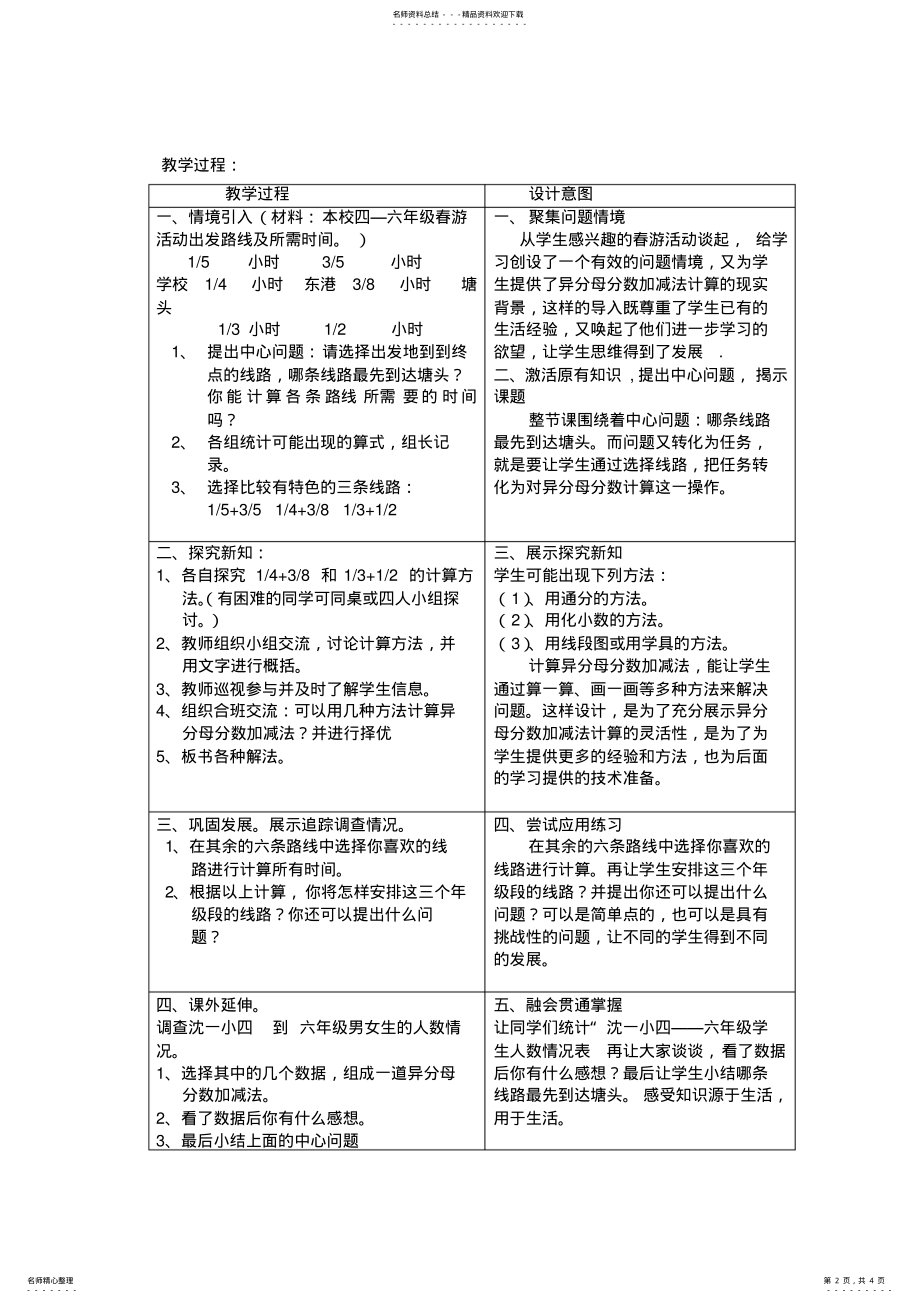 2022年人教版小学数学《异分母分数加减法》案例分析 .pdf_第2页