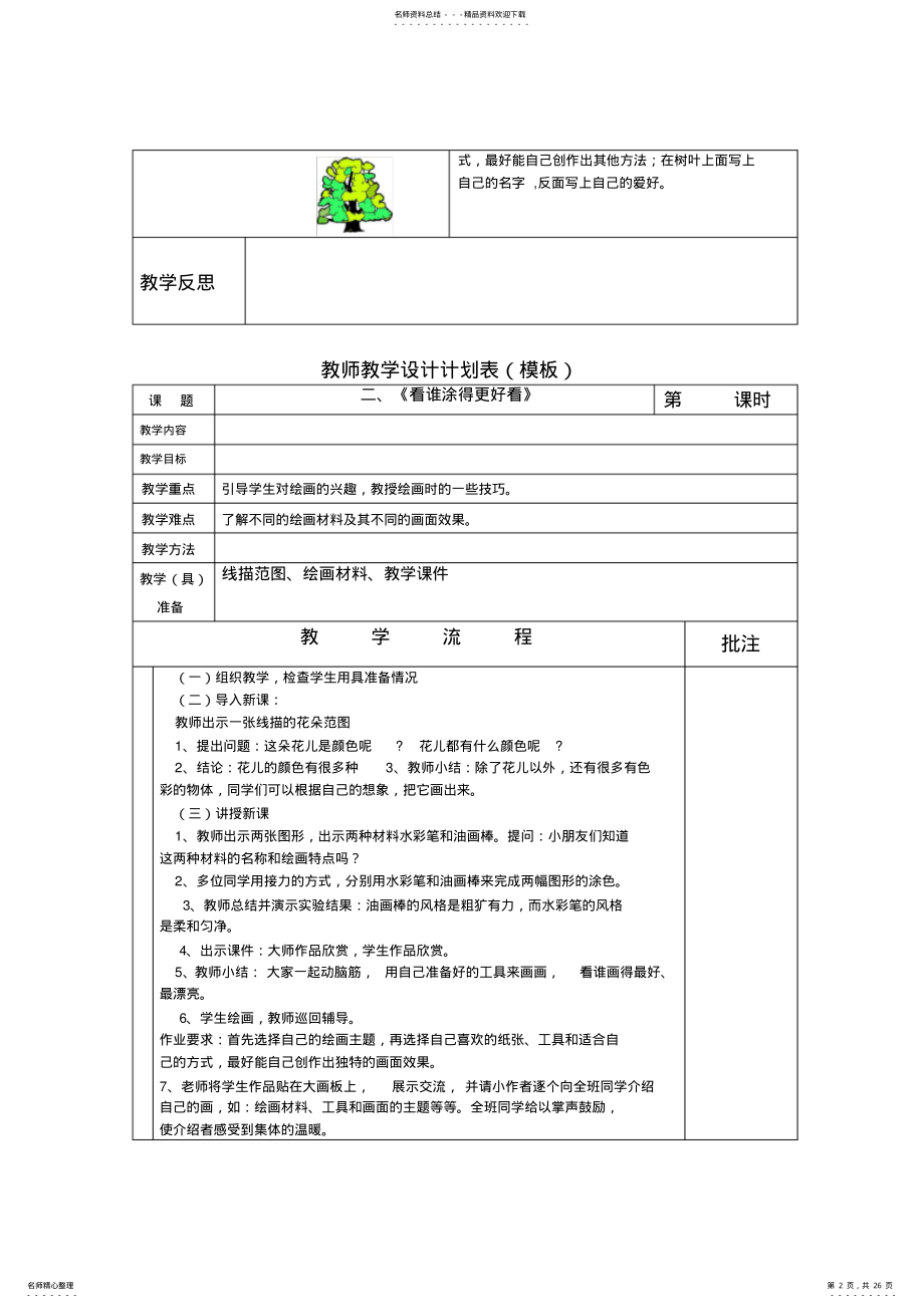 2022年人美版美术表格教案第一年级上册 .pdf_第2页