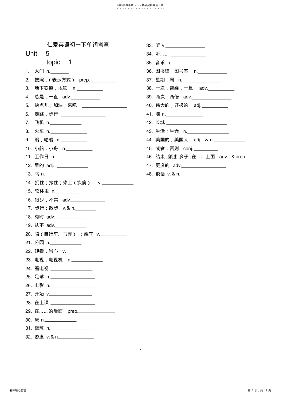 2022年仁爱版英语七年级下册单词表 2.pdf_第1页