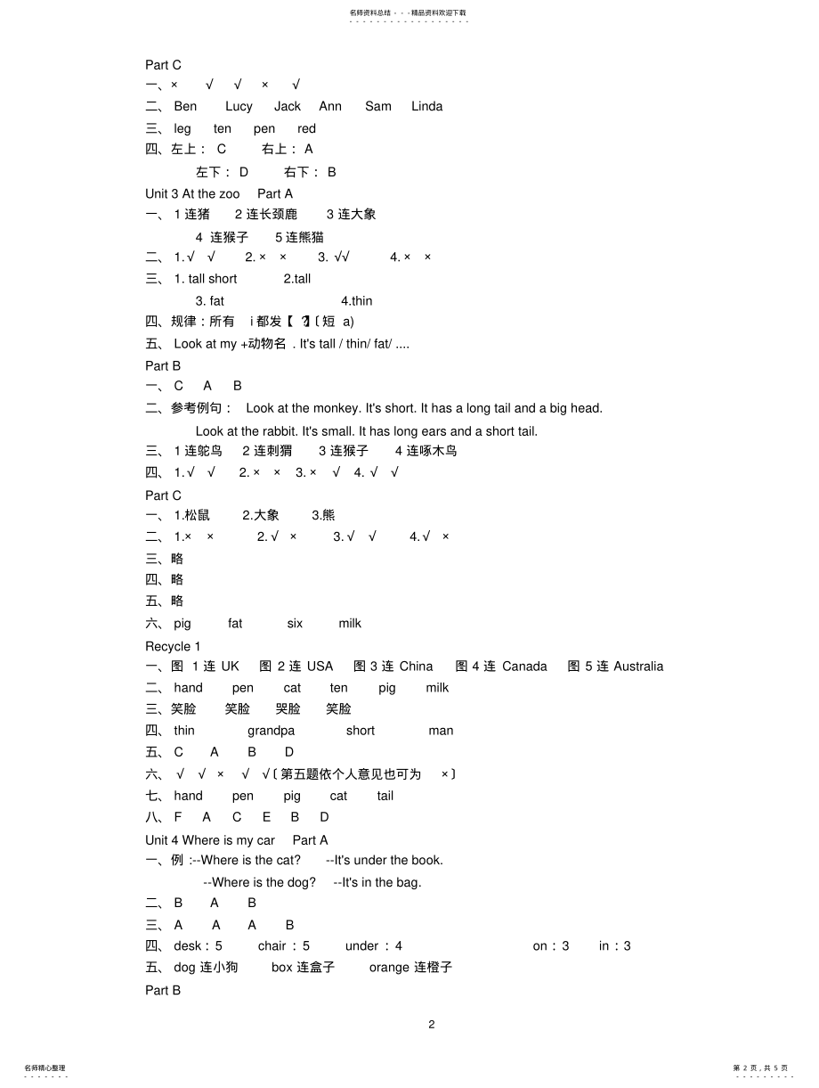 2022年人教版小学英语三年级下册配套练习册答案 .pdf_第2页