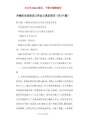 乡镇在全县信访工作会上表态发言（共17篇）.docx