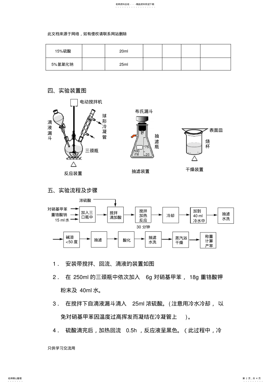 2022年苯佐卡因实验报告实验一：对硝基苯甲酸的制备教学内容 .pdf_第2页