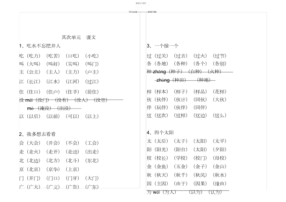 2022年语文人教版一年级下册生字表.docx_第2页