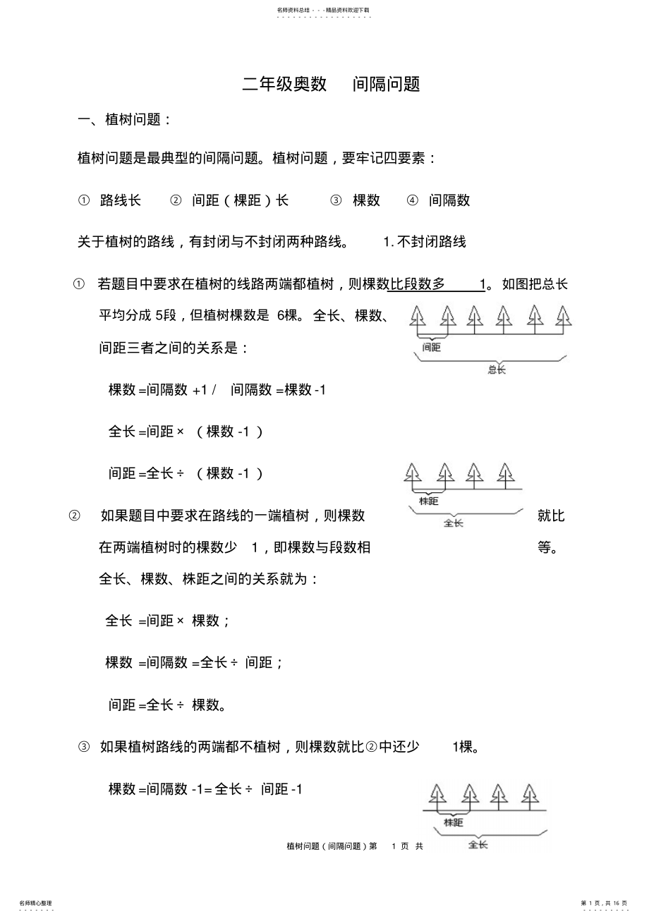 2022年二年级奥数间隔问题练习 .pdf_第1页