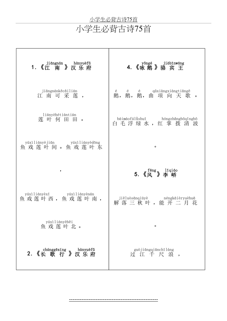 最新-人教小学生必背古诗75首(带拼音打印版).doc_第2页