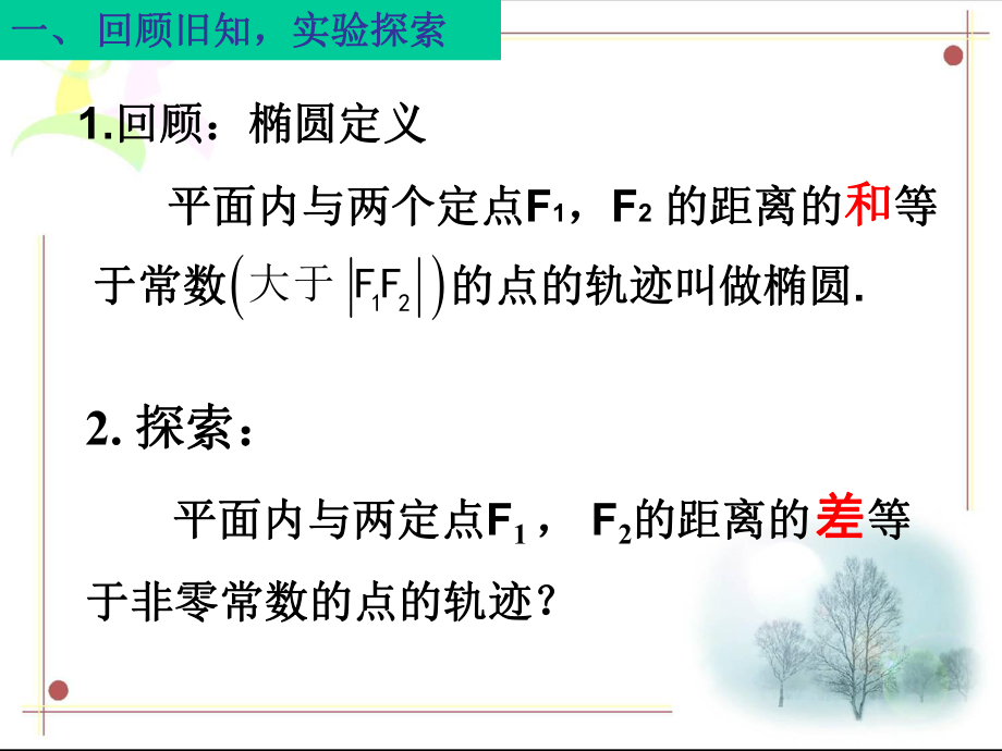 3.2.1双曲线方程 课件--高二上学期数学人教A版（2019）选择性必修第一册.pptx_第2页