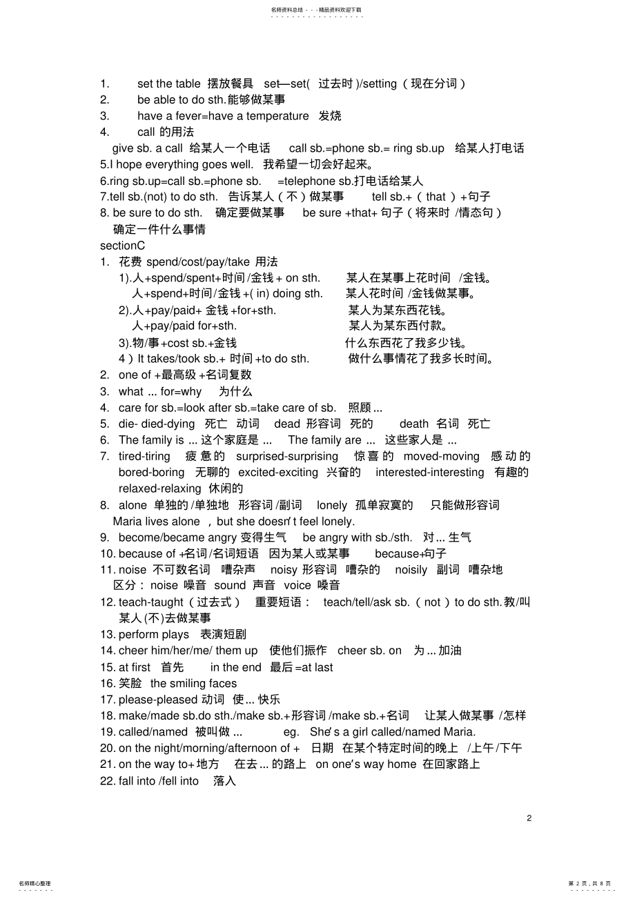 2022年仁爱版英语八年级下册Unit知识点归纳,推荐文档 .pdf_第2页