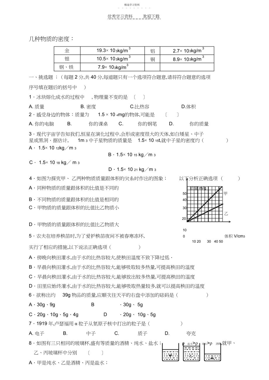 2022年苏科版八年级物理下册试卷.docx_第1页