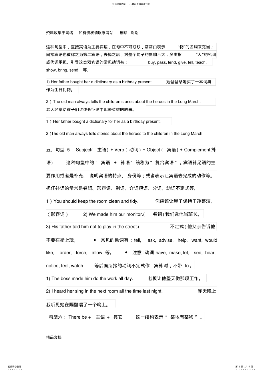 2022年英语六大句式及十大从句类型 .pdf_第2页