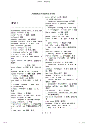 2022年人教版高中英语必修五单词表 3.pdf