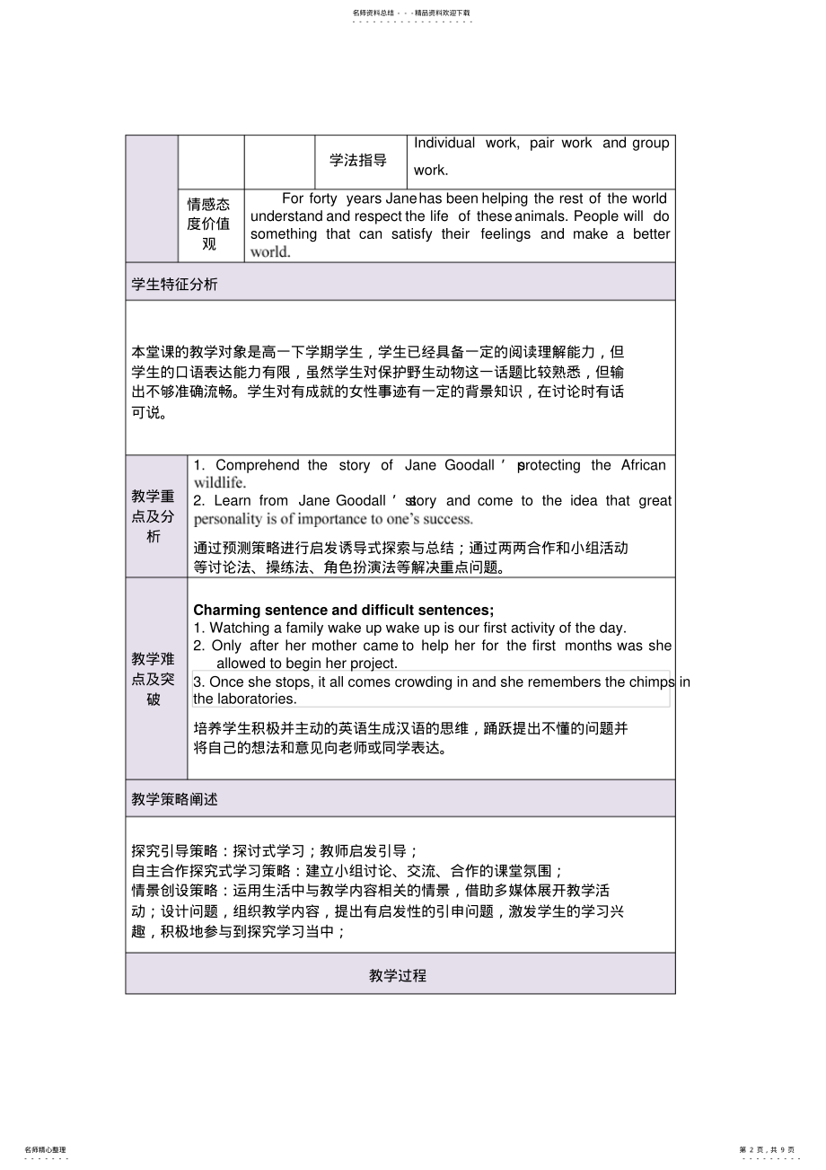 2022年人教版高中英语必修四《UnitWomenofachievement》教学设计 .pdf_第2页