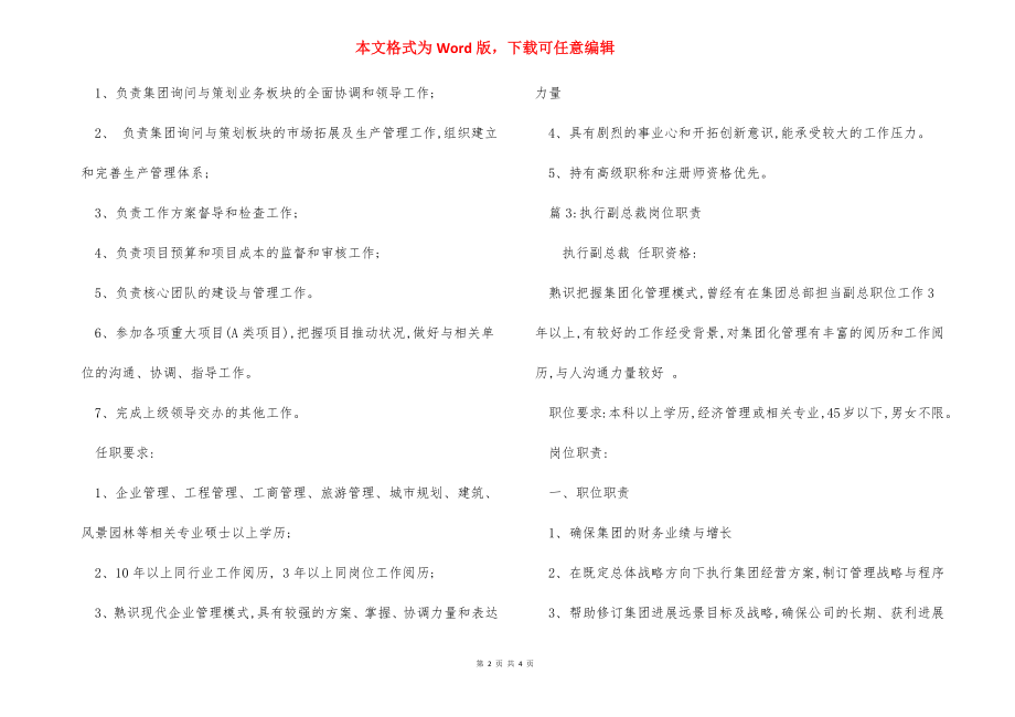 人力行政副总裁岗位职责.docx_第2页