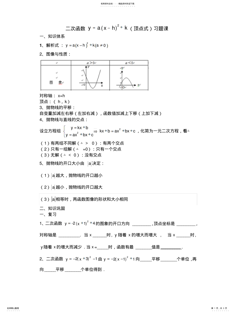 2022年二次函数顶点式练习 2.pdf_第1页