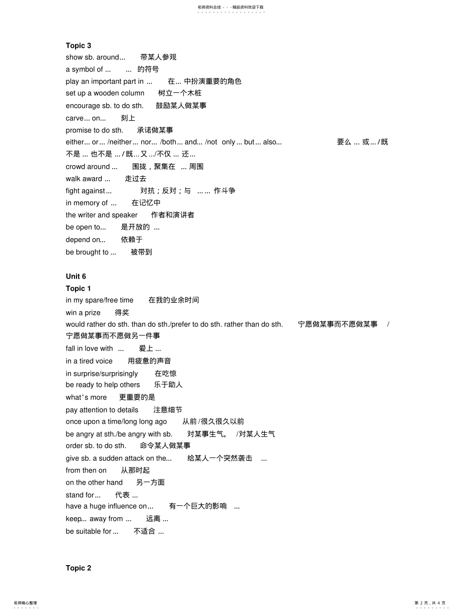 2022年仁爱版英语九年级下册英语语法和短语 .pdf_第2页