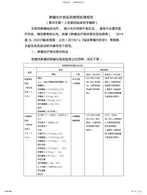 2022年肿瘤化疗前后药物预处理规范宣贯 .pdf