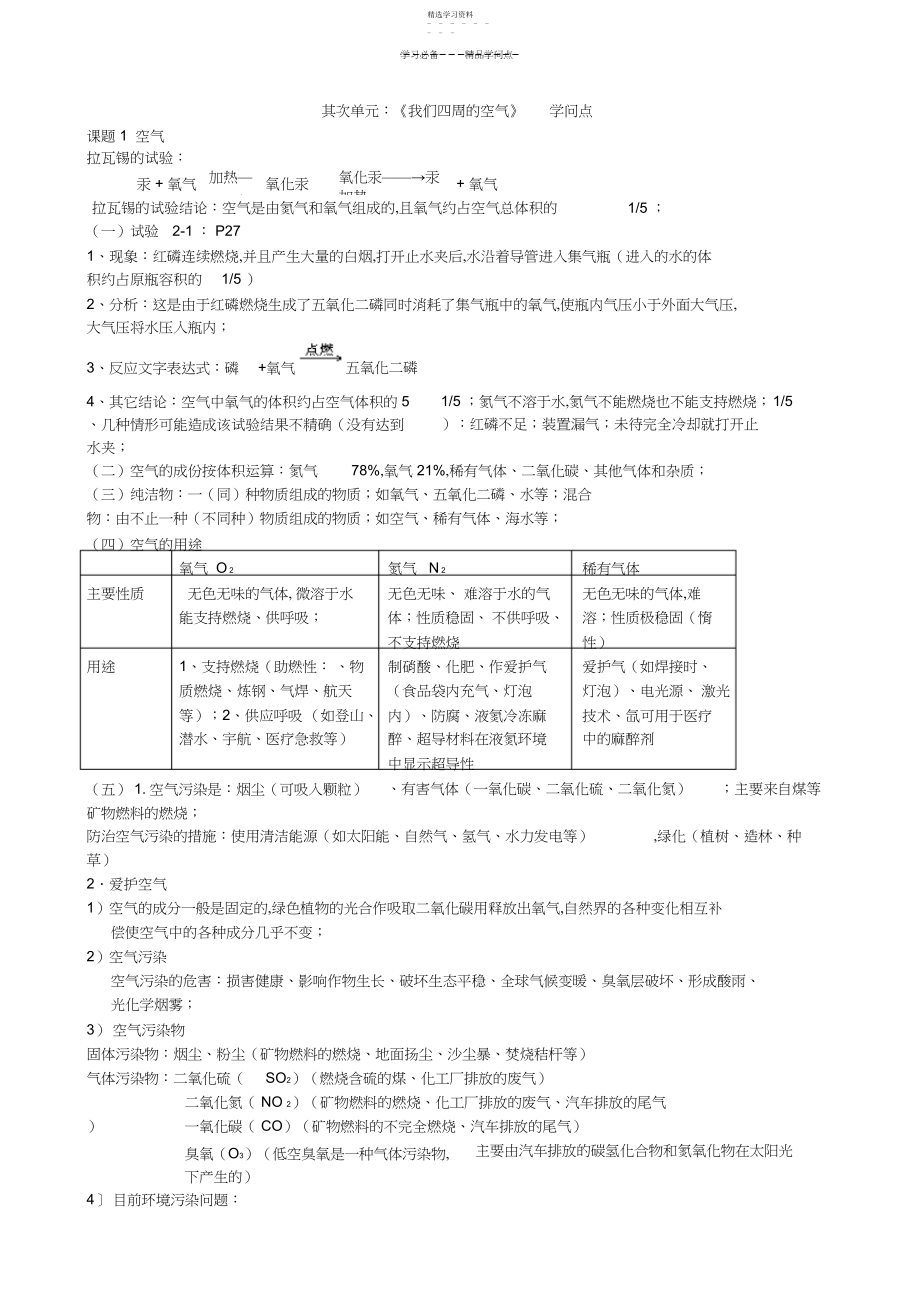 2022年人教版九年级化学第二单元知识点详解.docx_第1页