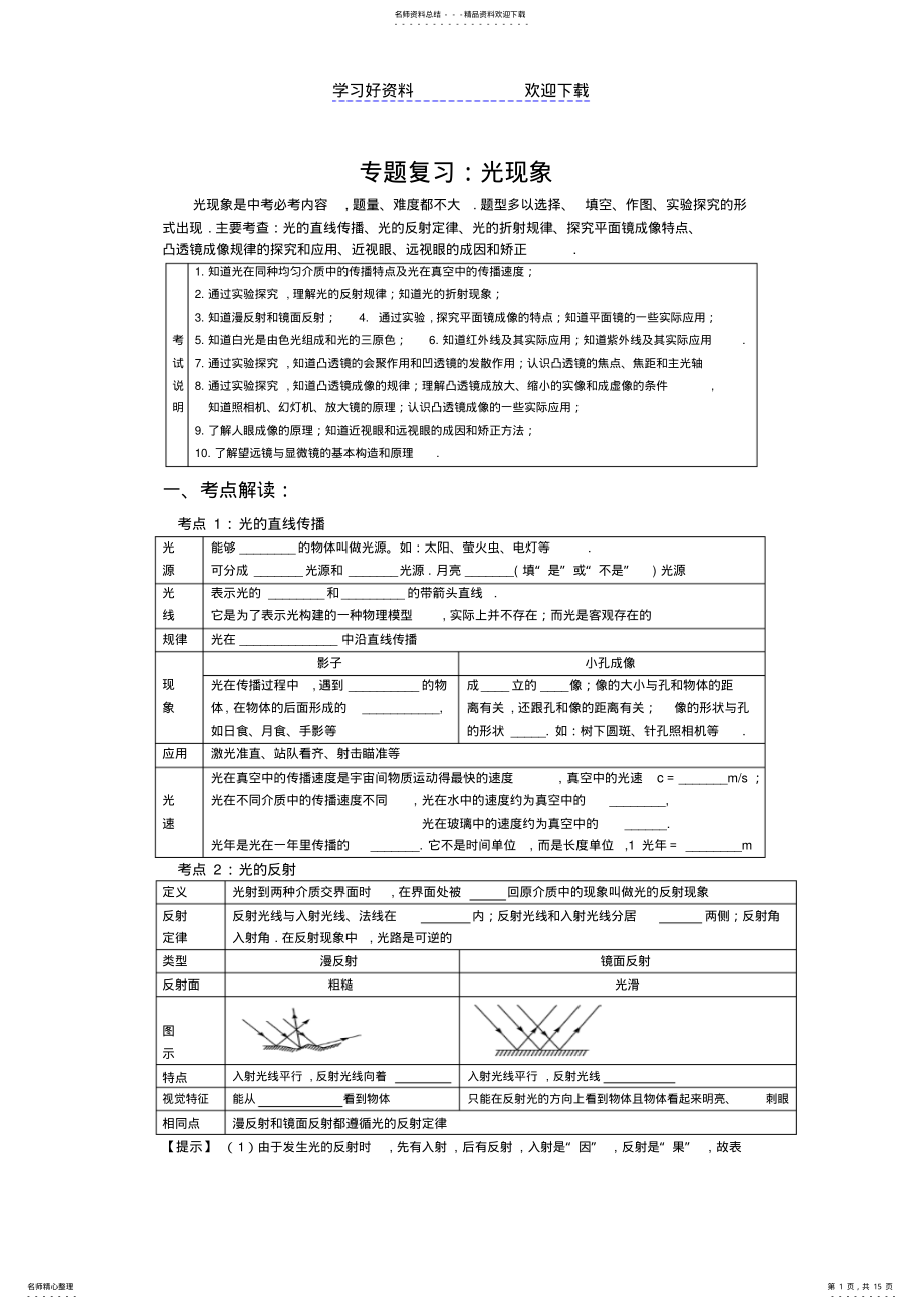 2022年中考专题复习：光现象 .pdf_第1页