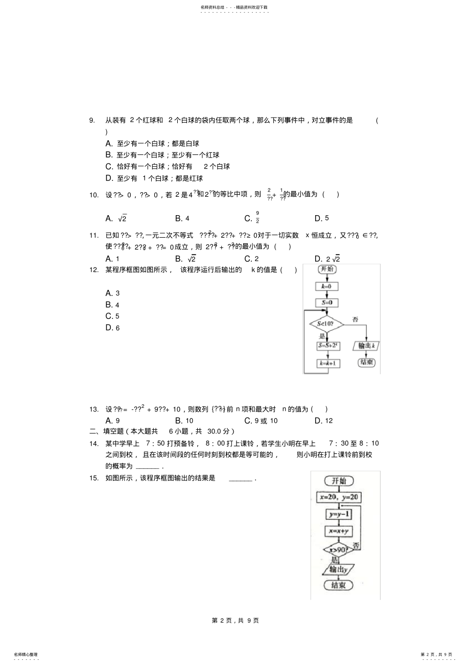 2022年人教版高一数学下学期期末考试 .pdf_第2页