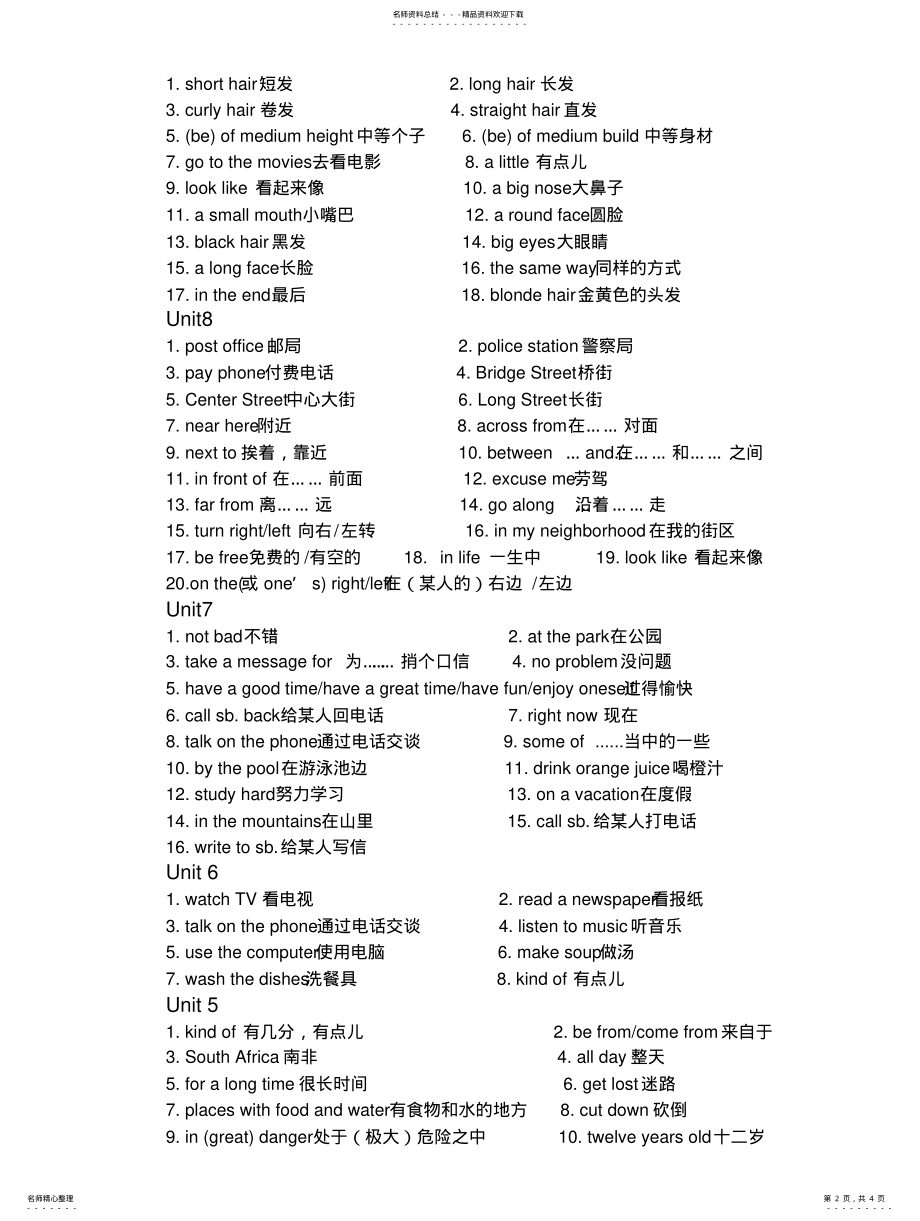 2022年人教版七年级下册英语短语归纳 .pdf_第2页