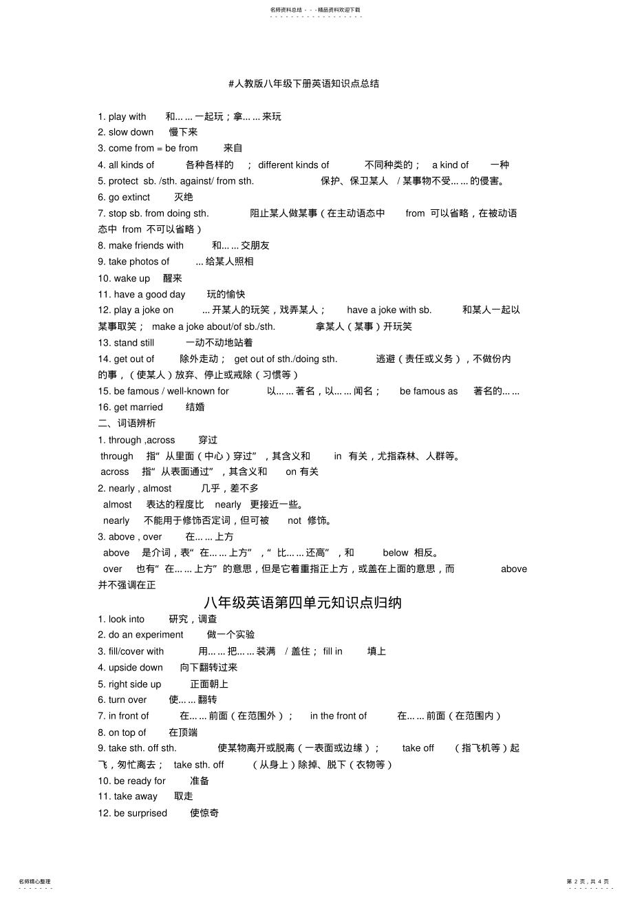 2022年人教版八年级下册英语知识点总结 2.pdf_第2页