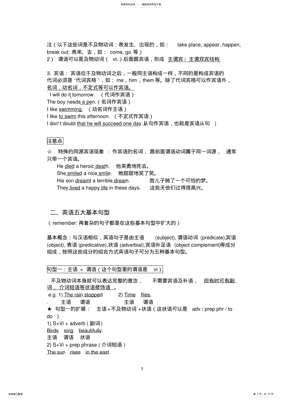 2022年英语大基本句型_整理版 .pdf_第2页